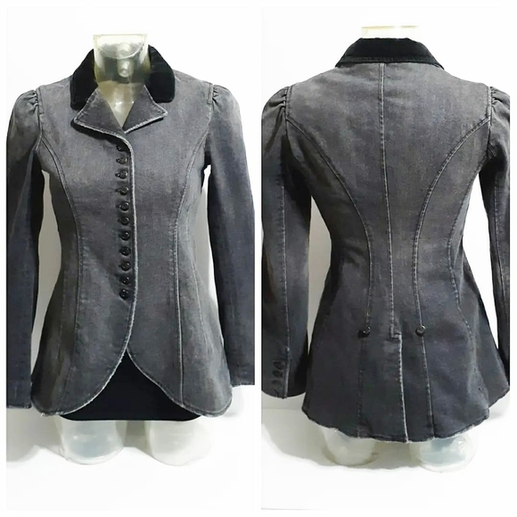 Rugby Ralph Lauren Jackets & Blazers - Rugby Ralph Lauren Black/Gray Equestrian-Style Denim Jacket